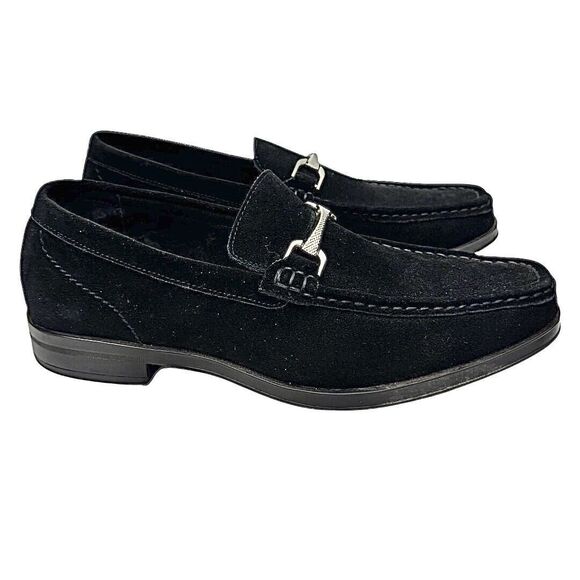 Stacy Adams Newcomb Moc Toe Bit Loafers Black Suede Size 7.5 M Slip-On Pre-Owned - Picture 8 of 11